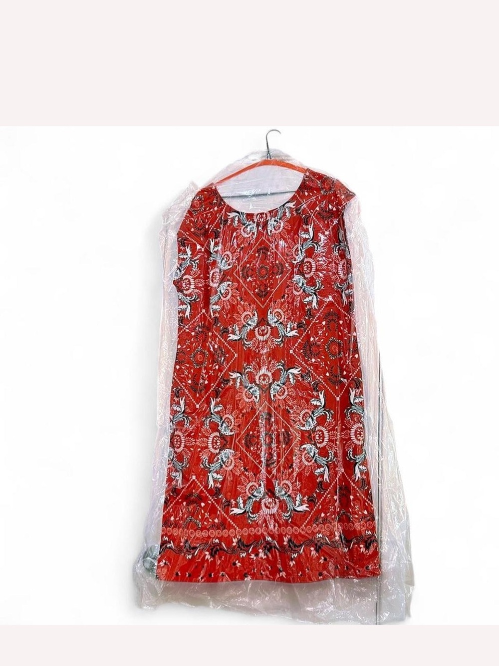 Talbots Red Floral-Print Sleeveless Midi Dress
